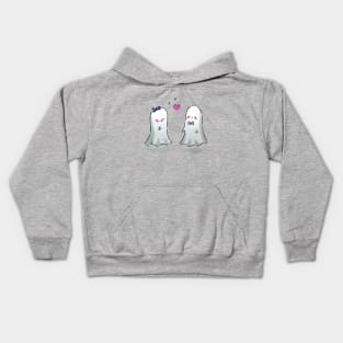 Cute Ghost Couple Fall in Love Kids Hoodie